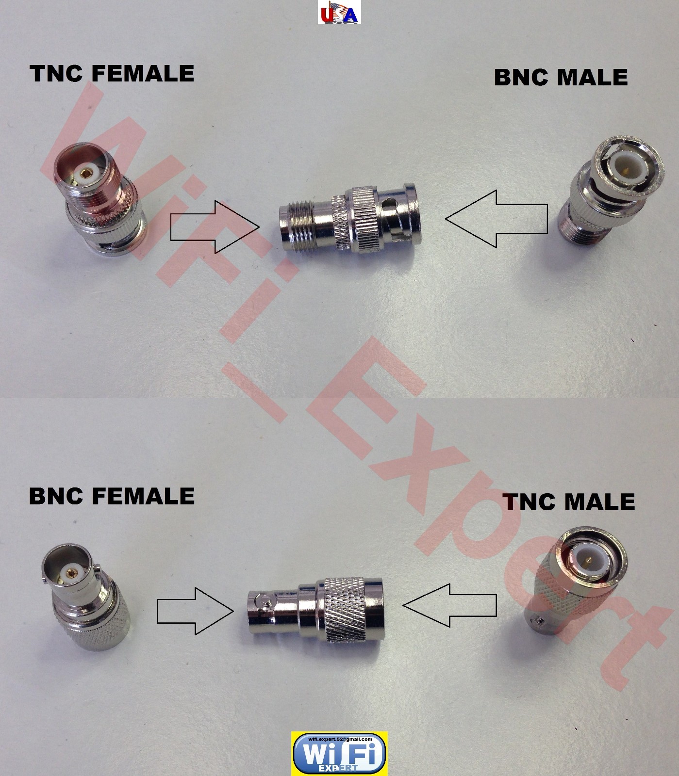 TNC Male Female To BNC Male Female RF Connector Coax Adapter Radio Antenna USA