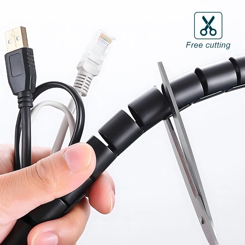 2M Flexible Cable Wire Protector Organizer Pipe Office Cord Sleeve