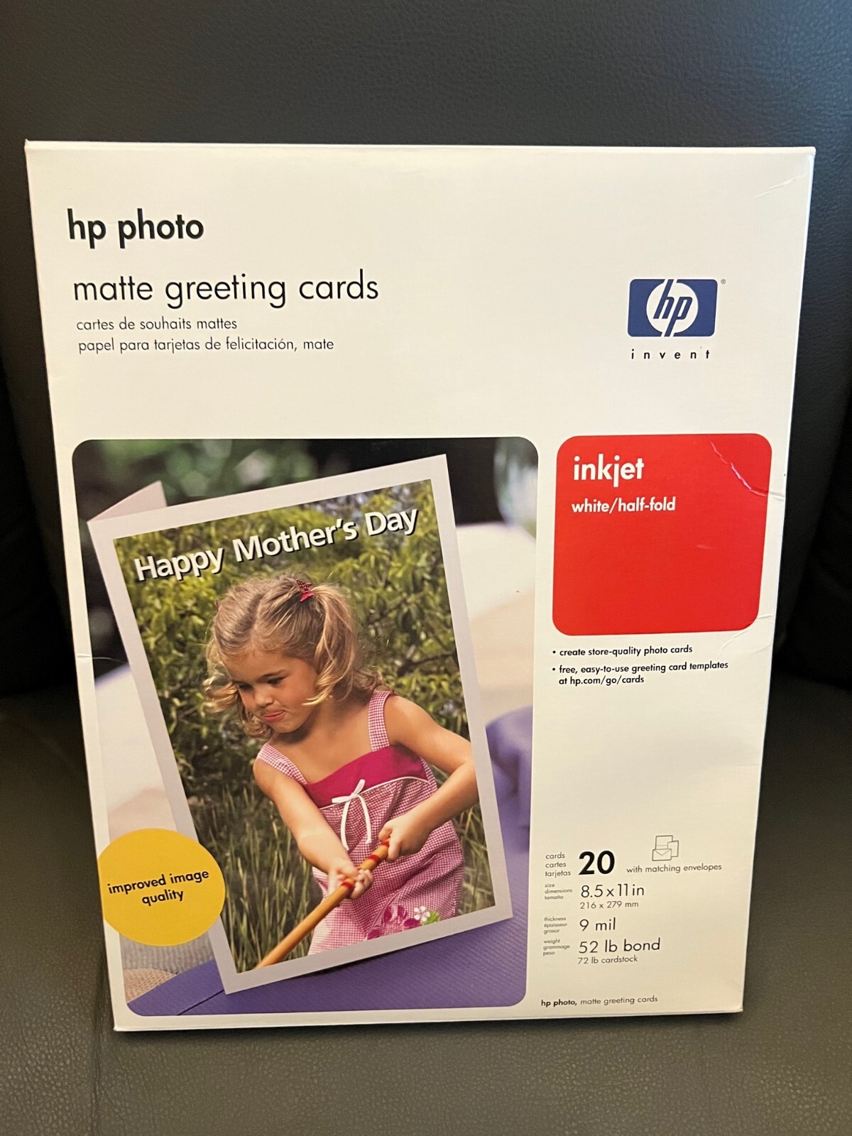 HP Photo Matte Greeting Cards w/ Envelopes 72 lb Cardstock Inkjet New 20ct