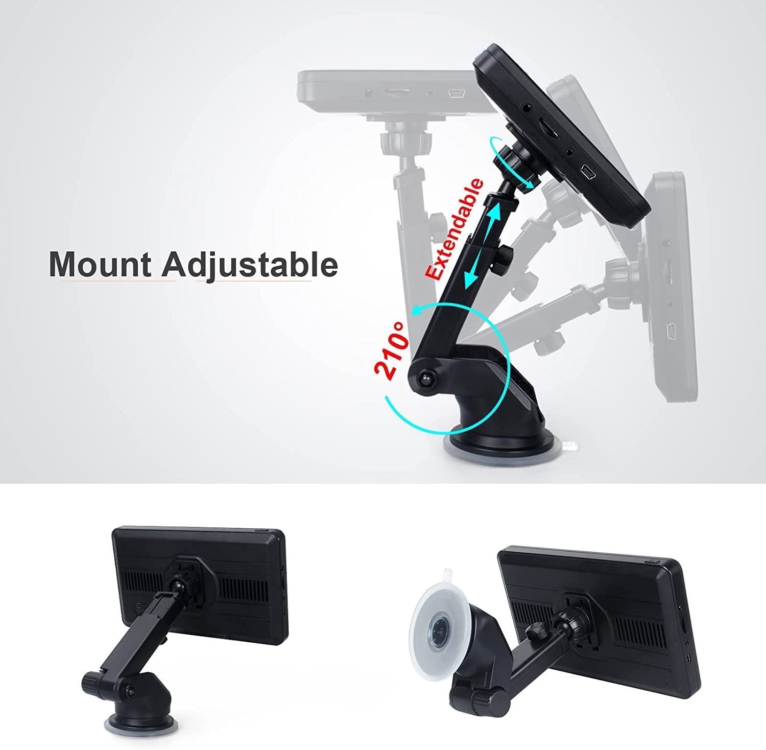 LONGRUF GPS Navigation for Car Holder, Mount 7 inches, Black