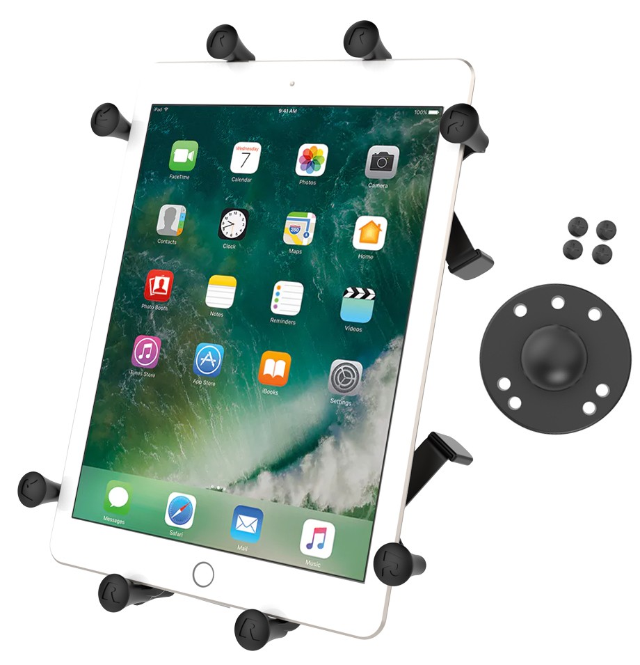 RAM X-Grip Holder w/ Round Base and 1″ Ball for 10″ Tablets – Fits iPad and More