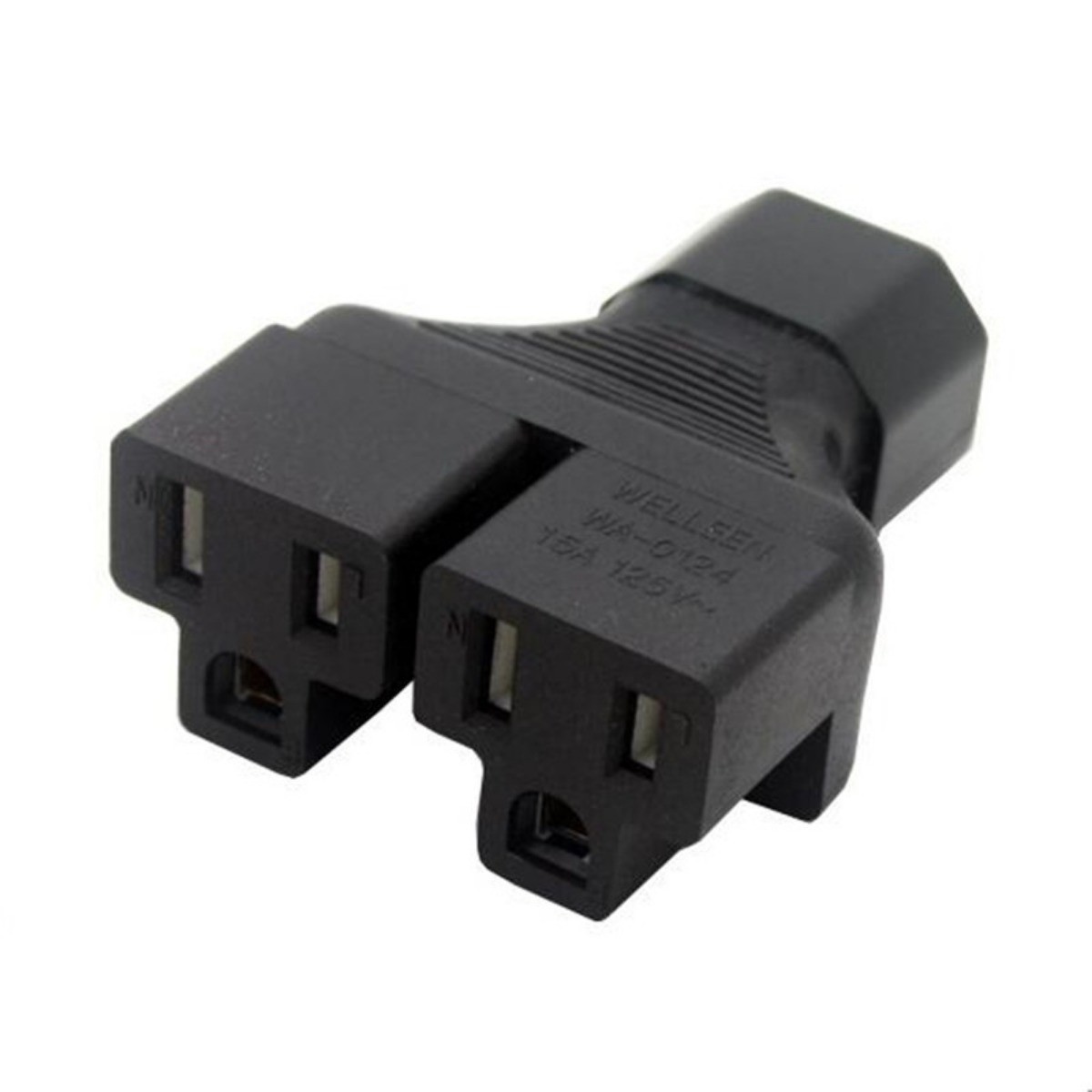 C14 To 2 US 3 pin Female Power Splitter Y Adapter C14 To 2pin 5-15R Connector