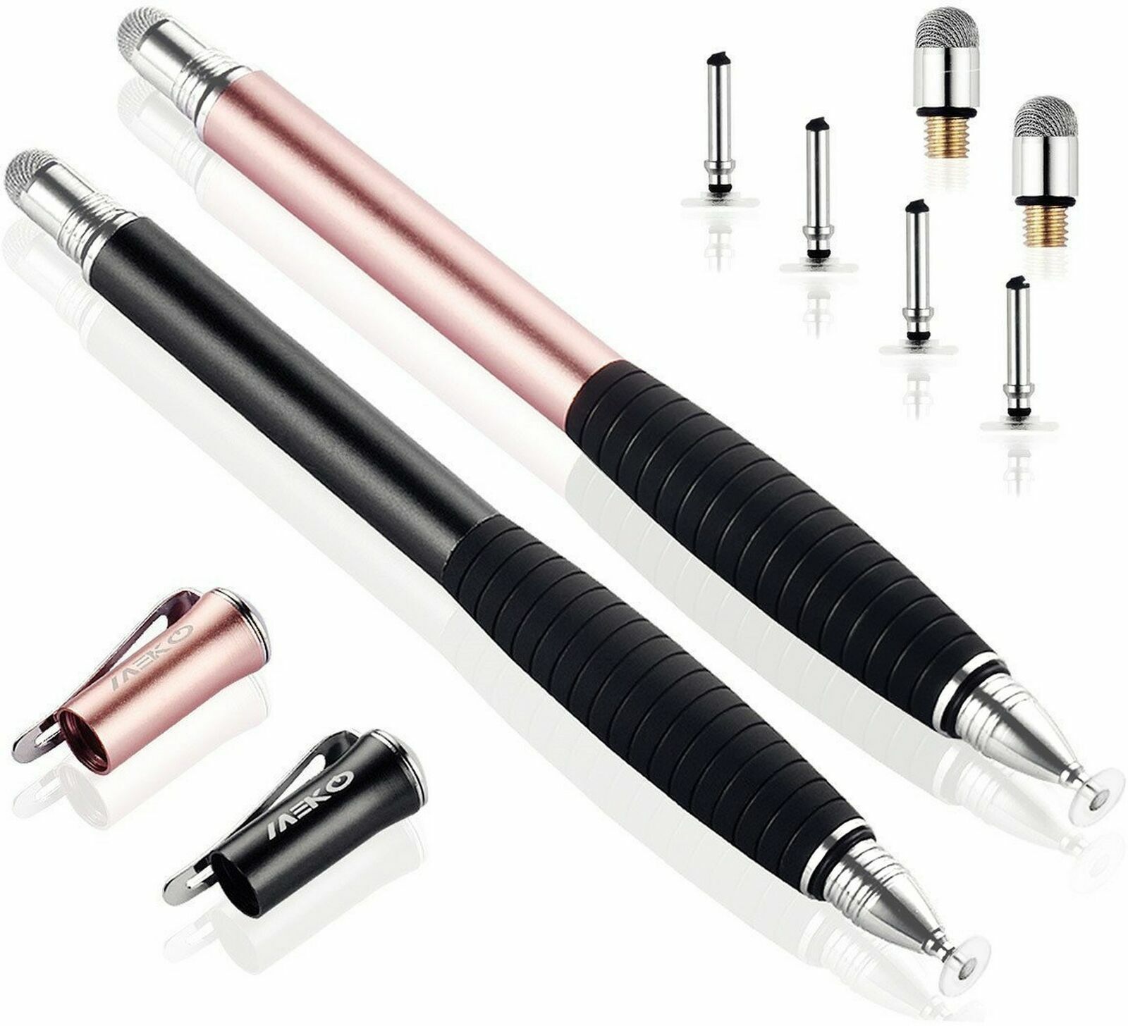 MEKO [2nd Gen] Universal Disc Stylus Pens 2 in 1 Precision Black Rose Gold