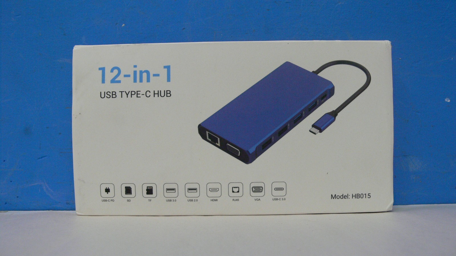 HB015 USB USB-C Ethernet HDMI VGA Ports 12 in 1 USB Type-C Hub – Blue