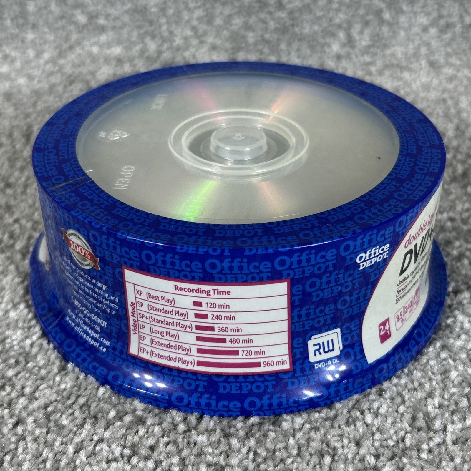 DVD Blank Office Depot Double Layer DVD+R DL Recordable Media 25 Pack New Sealed