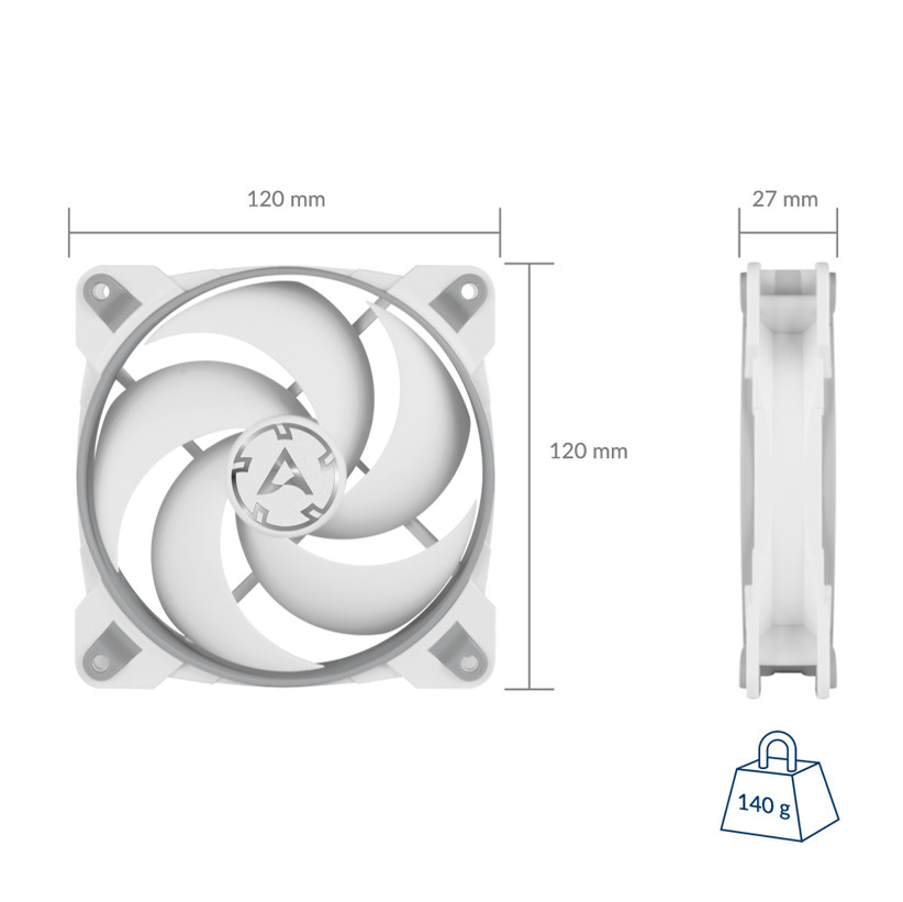 ARCTIC BioniX P120 120 mm Gaming Case Fan PWM PST Computer PC Grey/white B-Stock