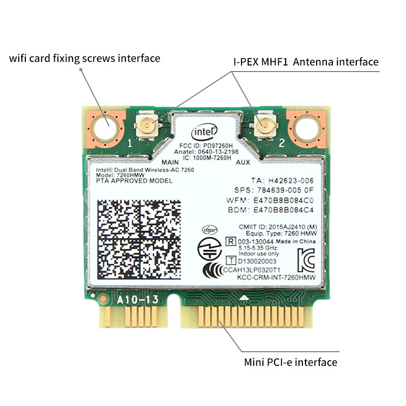 Intel Dual Band Wireless-AC 7260HMW Mini PCI-E Card 1200Mbps BT 4.0 Network Card