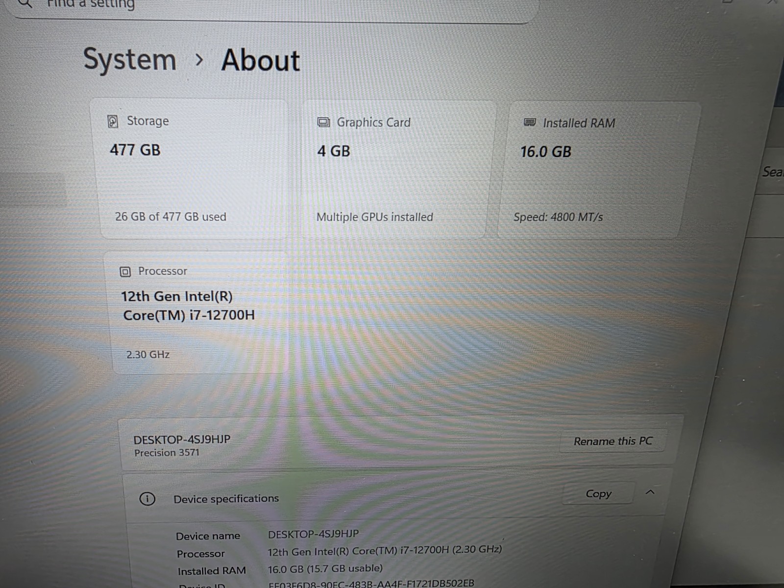 Dell Precision 3571 |Nvidia T600 CORE i7-12700H| 512GB SSD | 16GB RAM | W11 Pro