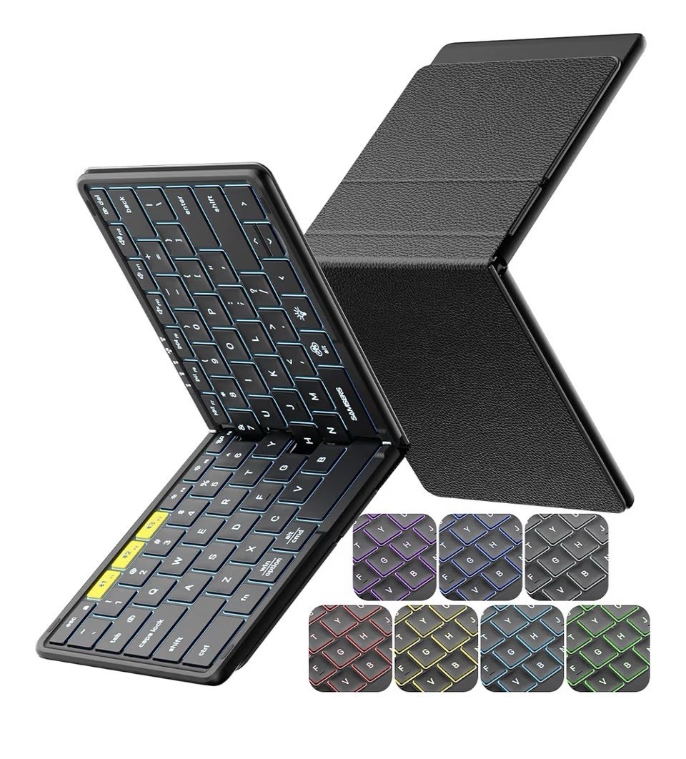 Samsers KF08X Foldable Bluetooth Keyboard Backlit Wireless for iOS Android PC