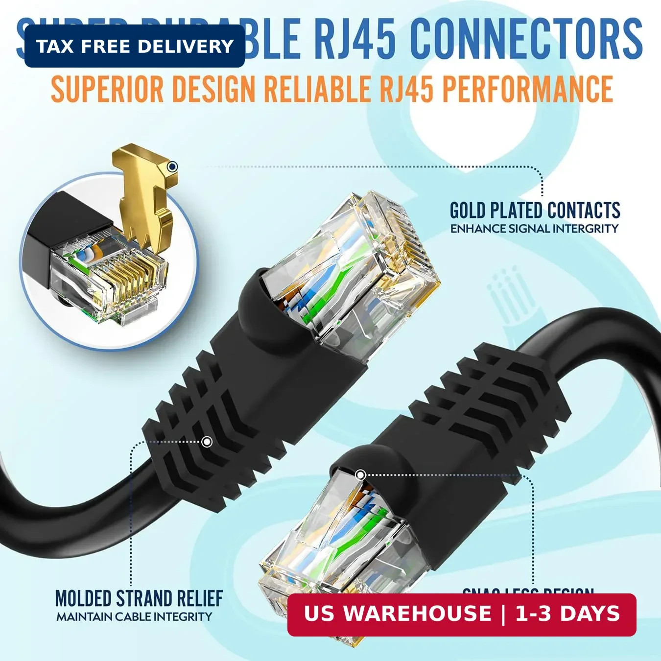 MONK CABLES | CAT6 Ethernet Cable | Plenum Rated | UTP, 23AWG, 550MHz | DSX-8000