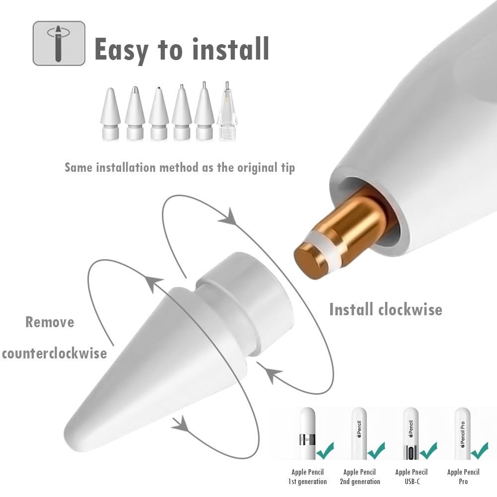 Pencil Tips for Apple Pencil, Multiple Durable iPencil Tip Nibs for iPad /App…