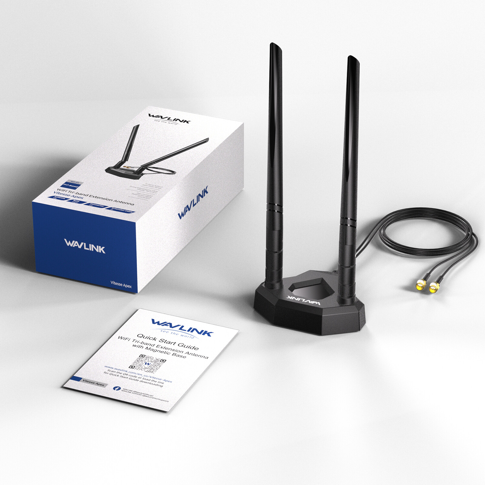Tri-band WiFi 6E BT for WiF Router Dual Antenna with Extension Cable SMA Antenna