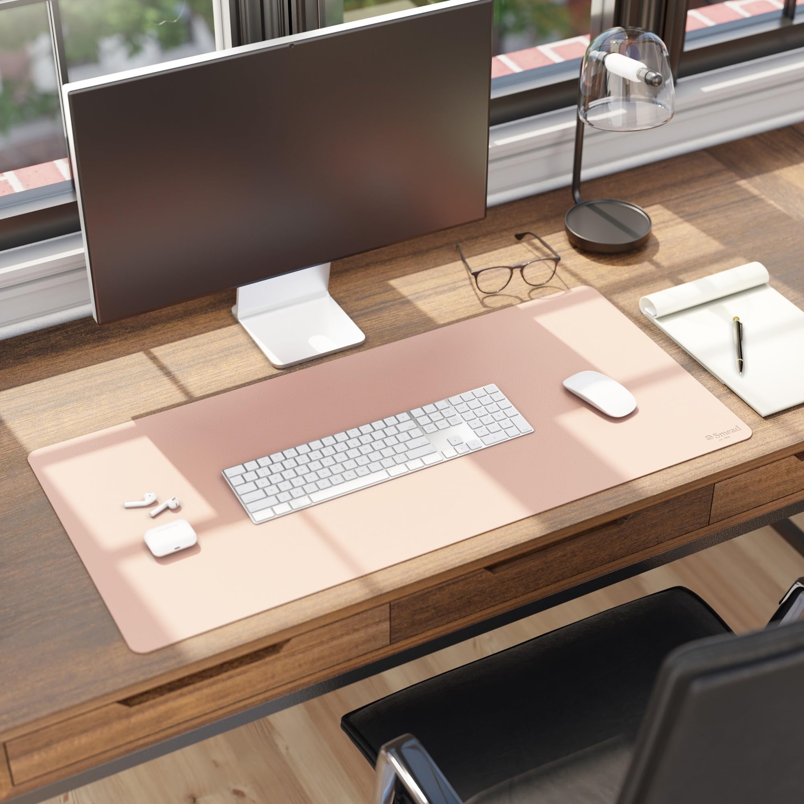 Desk Pad, Vegan Leather Desk Mat with Non-Slip Faux Suede Backing, Perfect De…