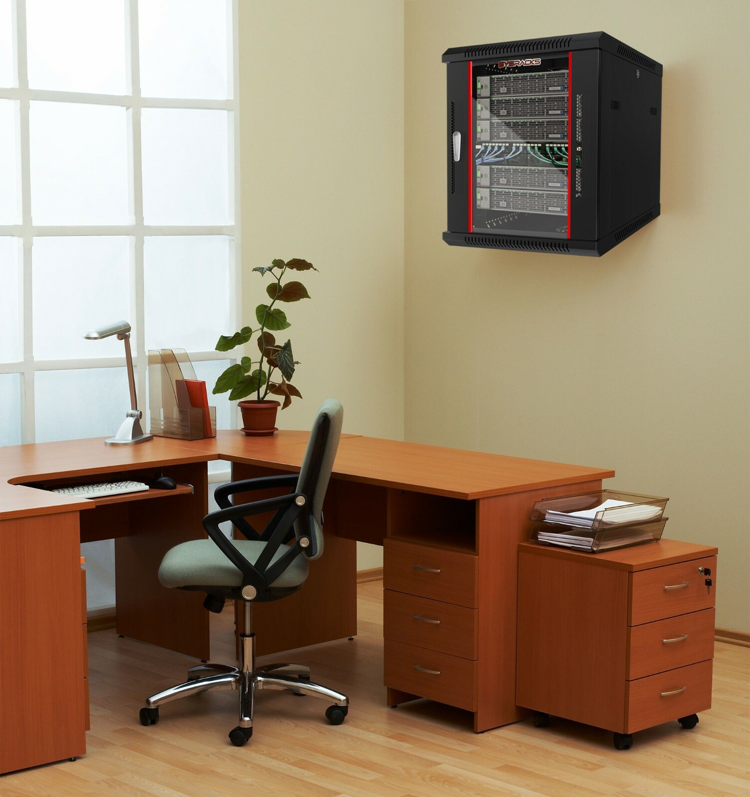 12U Server Rack Locking Network Cabinet Data Enclosure with PDU-Feet-Fan-Shelf