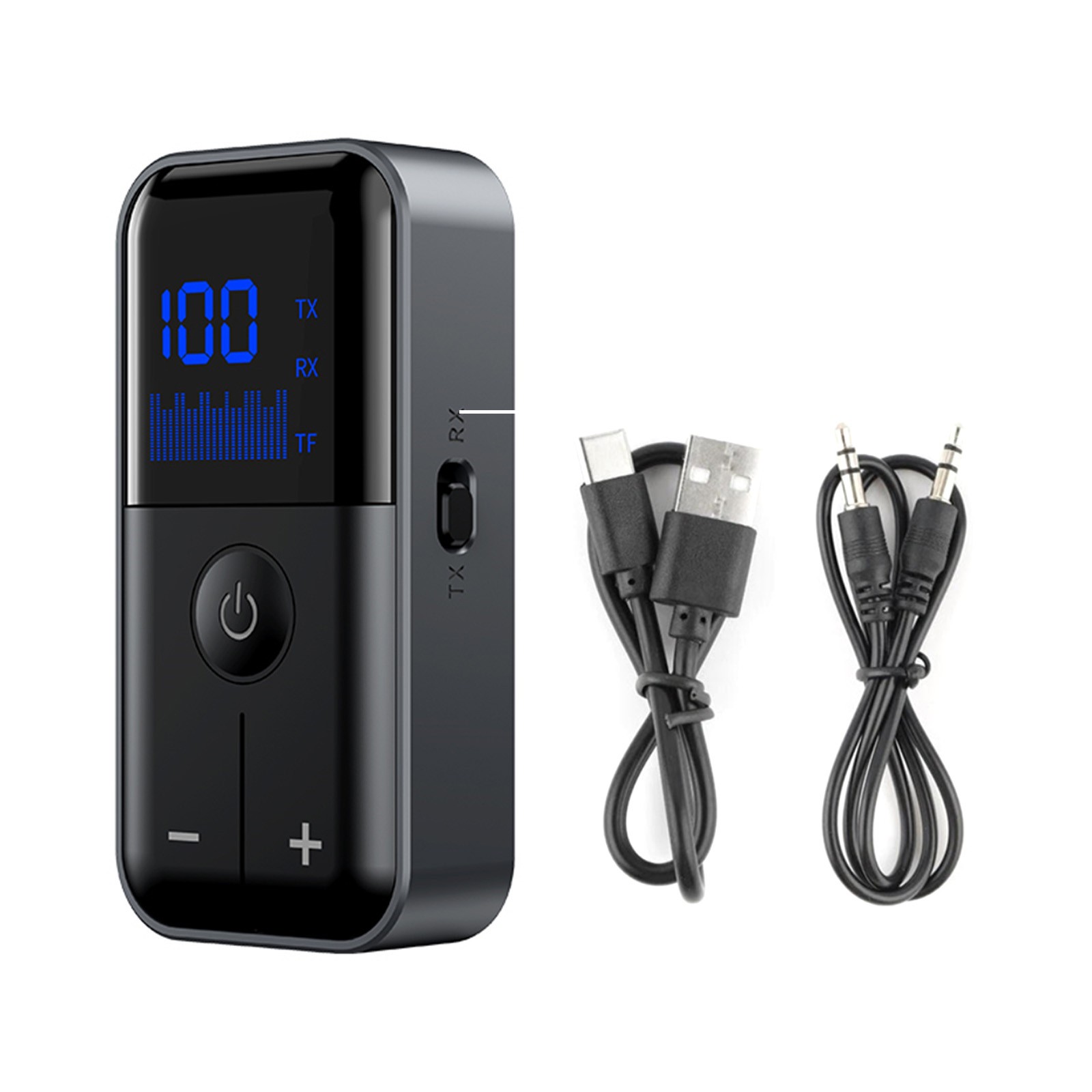 Bluetooth 5.4 Transmitter and Receiver with Battery Indicator 3.5mm Aux Adapter
