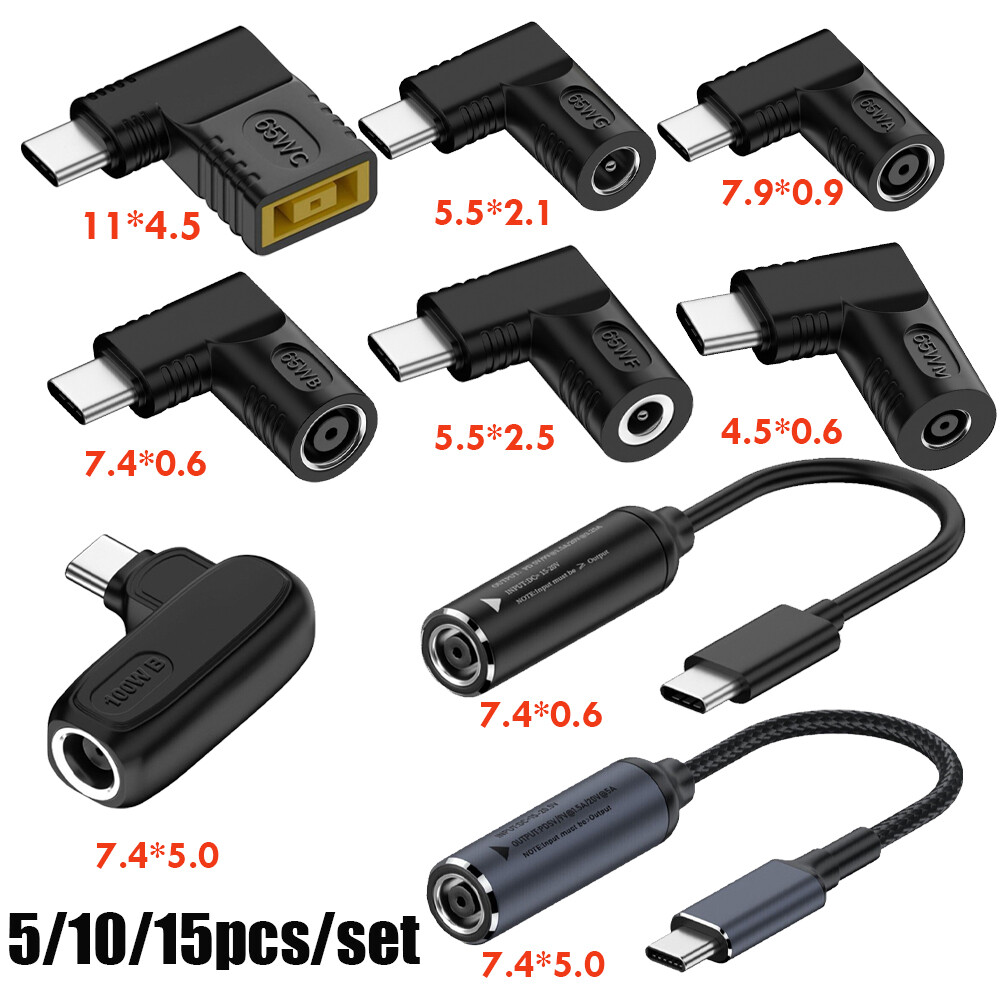 USB Type C Laptop Power Charger Converter Adapter Cable For HP Dell Adaptor 5-15