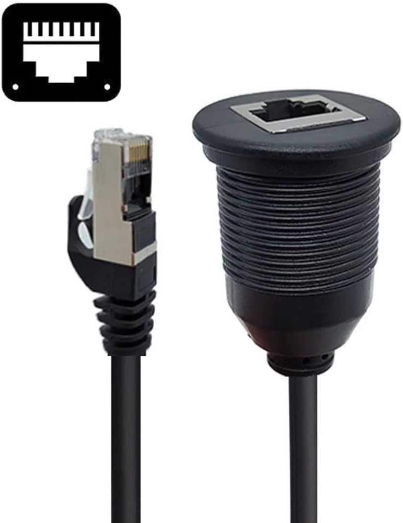 chenyang CAT6 RJ45 Flush Mount Male to Female LAN Ethernet Black Round Type