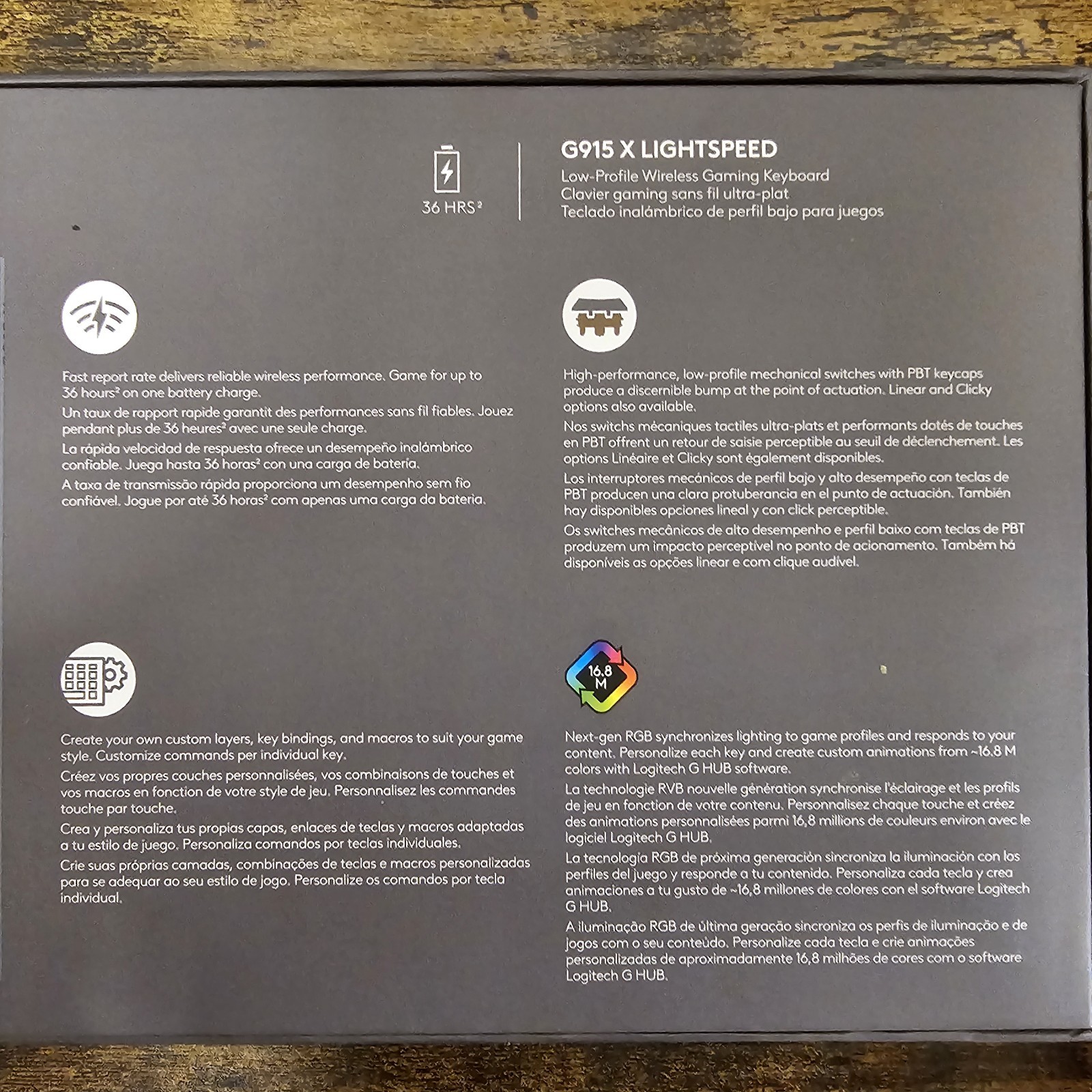 Logitech G915 X LIGHTSPEED Wireless Tactile Gaming Keyboard Black RGB UNOPENED