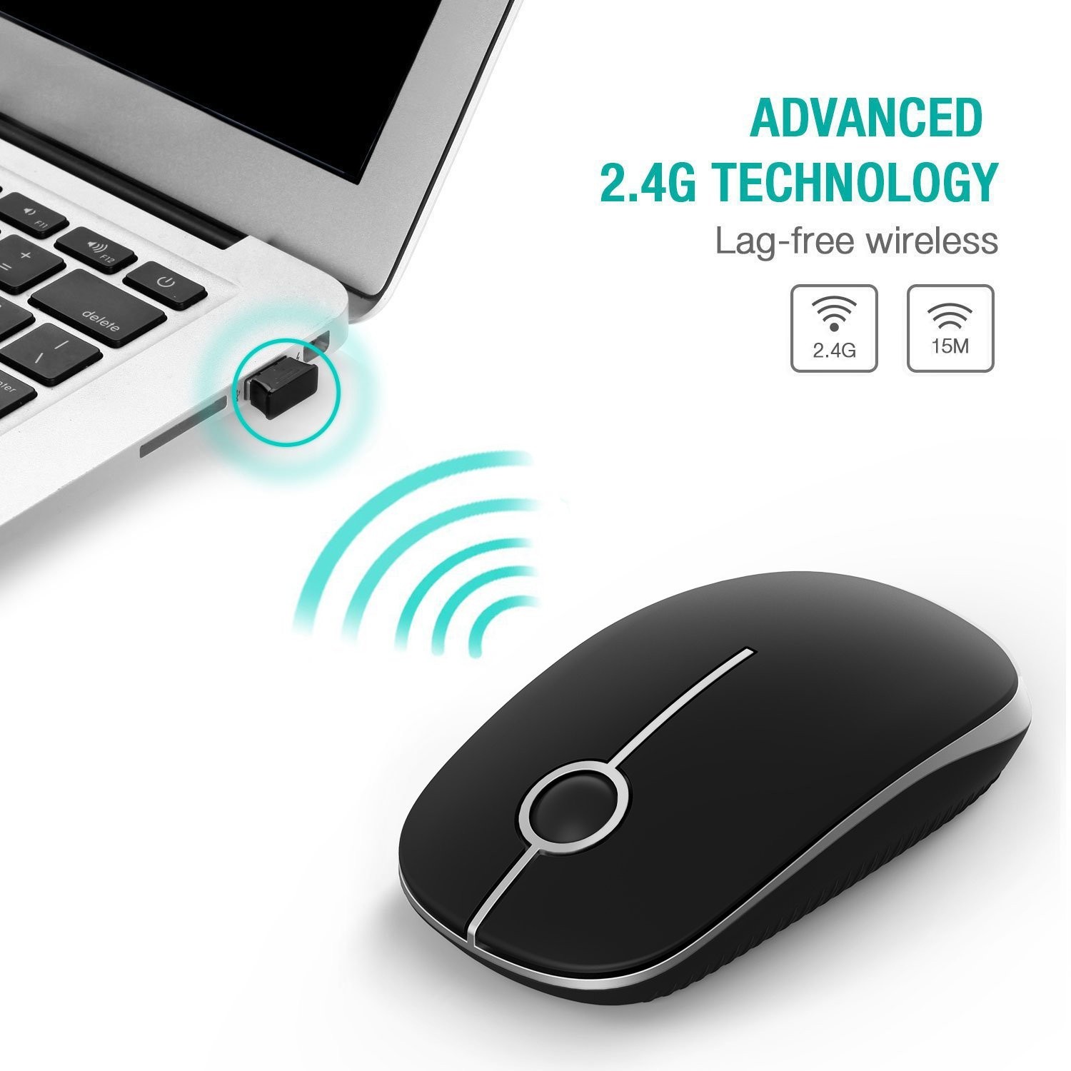 Wireless Mouse, 2.4G Slim Portable Computer Laptop Mouse with Nano Receiver Q…