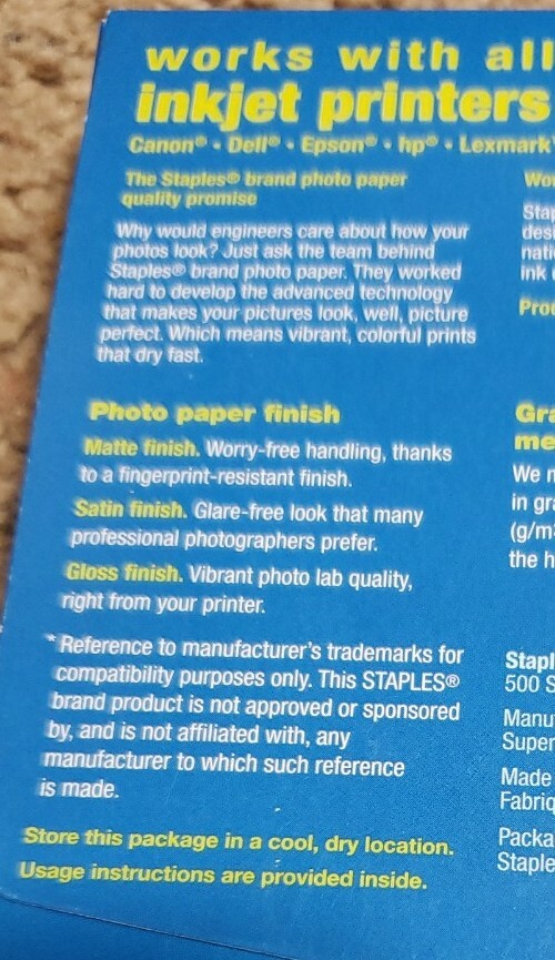 Staples Photo Plus Gloss 4×6 Inch Photo Paper 60 Sheets – For All Injet Printers
