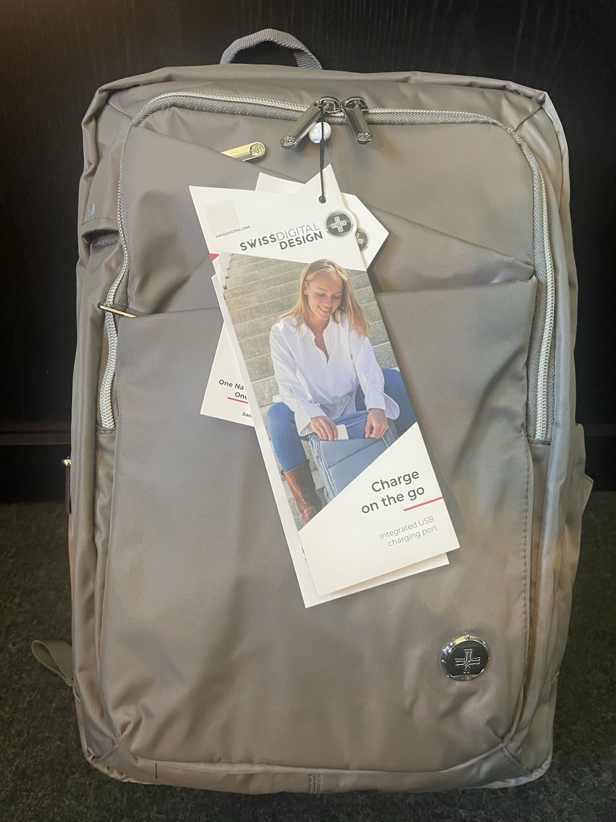 Swissdigital Design Laptop Backpack Unisex, for Travel. School Commuter, Gray