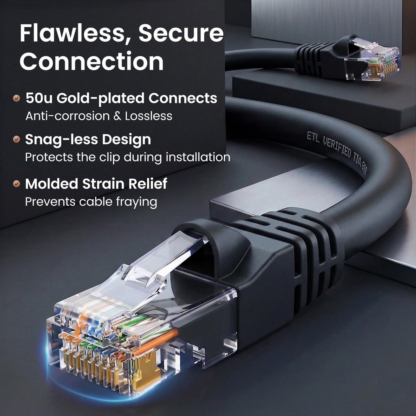 GEARit Cat 6 Ethernet Patch Cables 1 ft Black (Cat 6 1 Foot,
