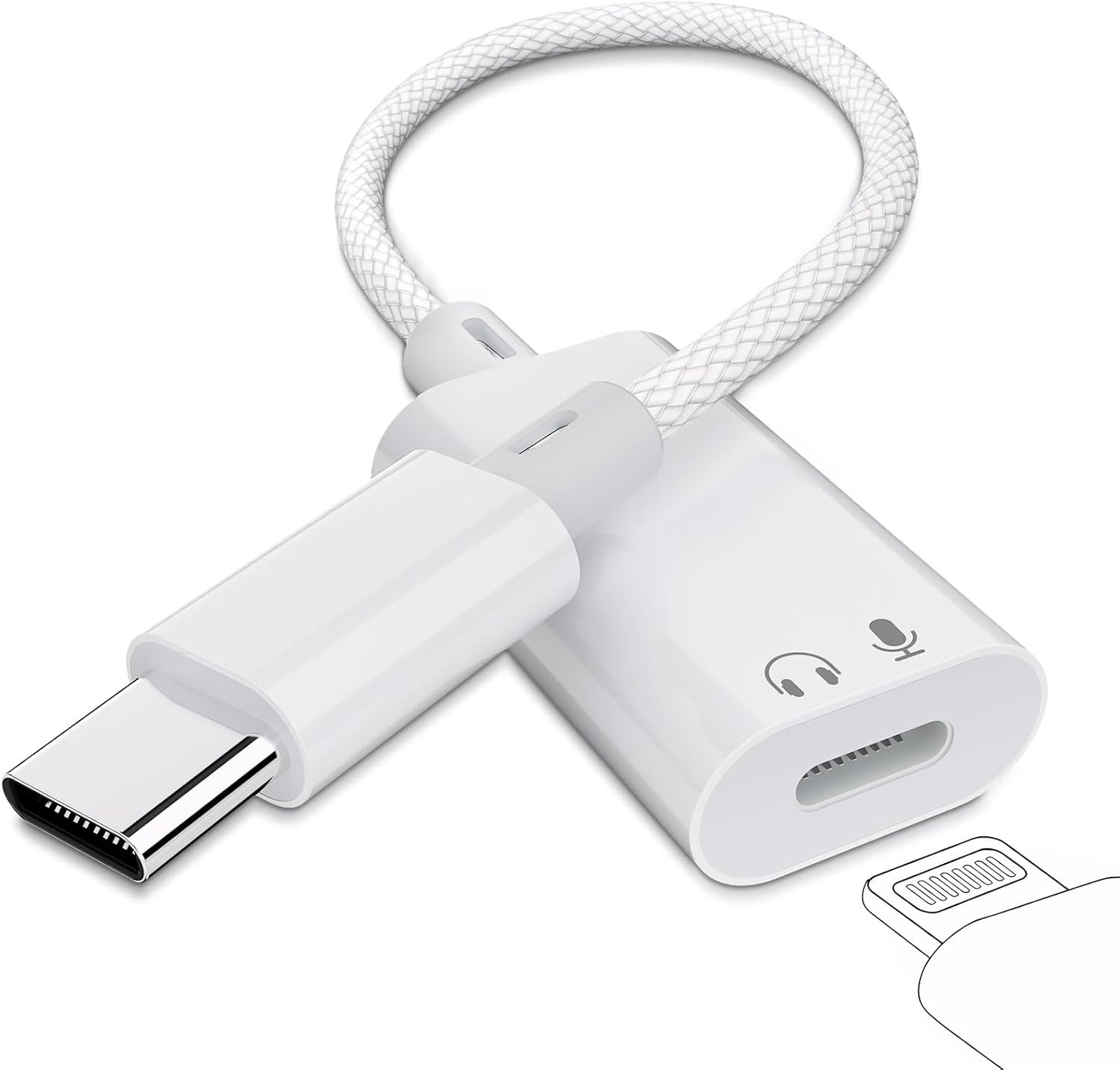 USB C to Lightning Audio Adapter Headphone Jack for iPhone 16 15 Pro iPad Pro