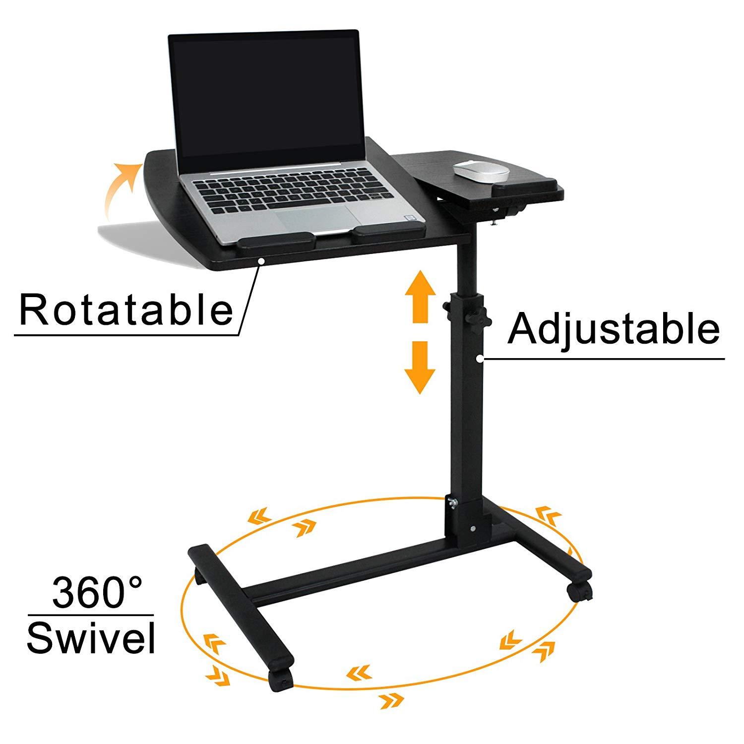 Laptop Notebook Rolling Table Desk Stand Overbed Tiltable Tabletop Comfortable