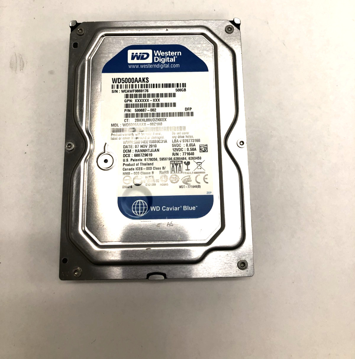 WD Caviar Blue WD5000AAKS-60Z1A0 500GB 7200 RPM 3.5″ SATA 3.0 Gb/s Hard Drive