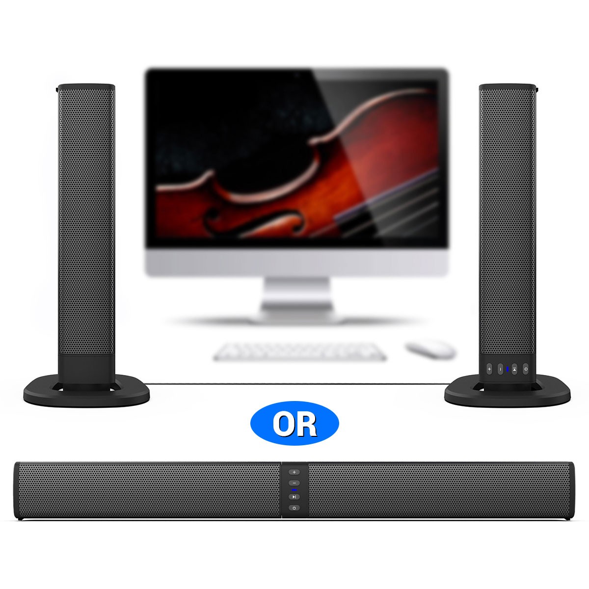 Bluetooth 5.0 Home TV Sound Bar Speaker System Wireless Subwoofer 3D Surround US