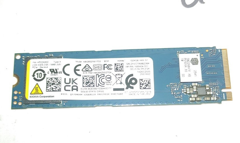Mint 100% Health KBG60ZNV1T02 Kioxia 1TB NVMe PCIe Gen4x4 M.2 2280 SSD Drive