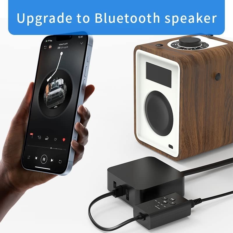 2-in-1 Bluetooth 5.2 Receiver Fiber Optic/Coaxial/Audio Adapter USB 3.5mm Aux