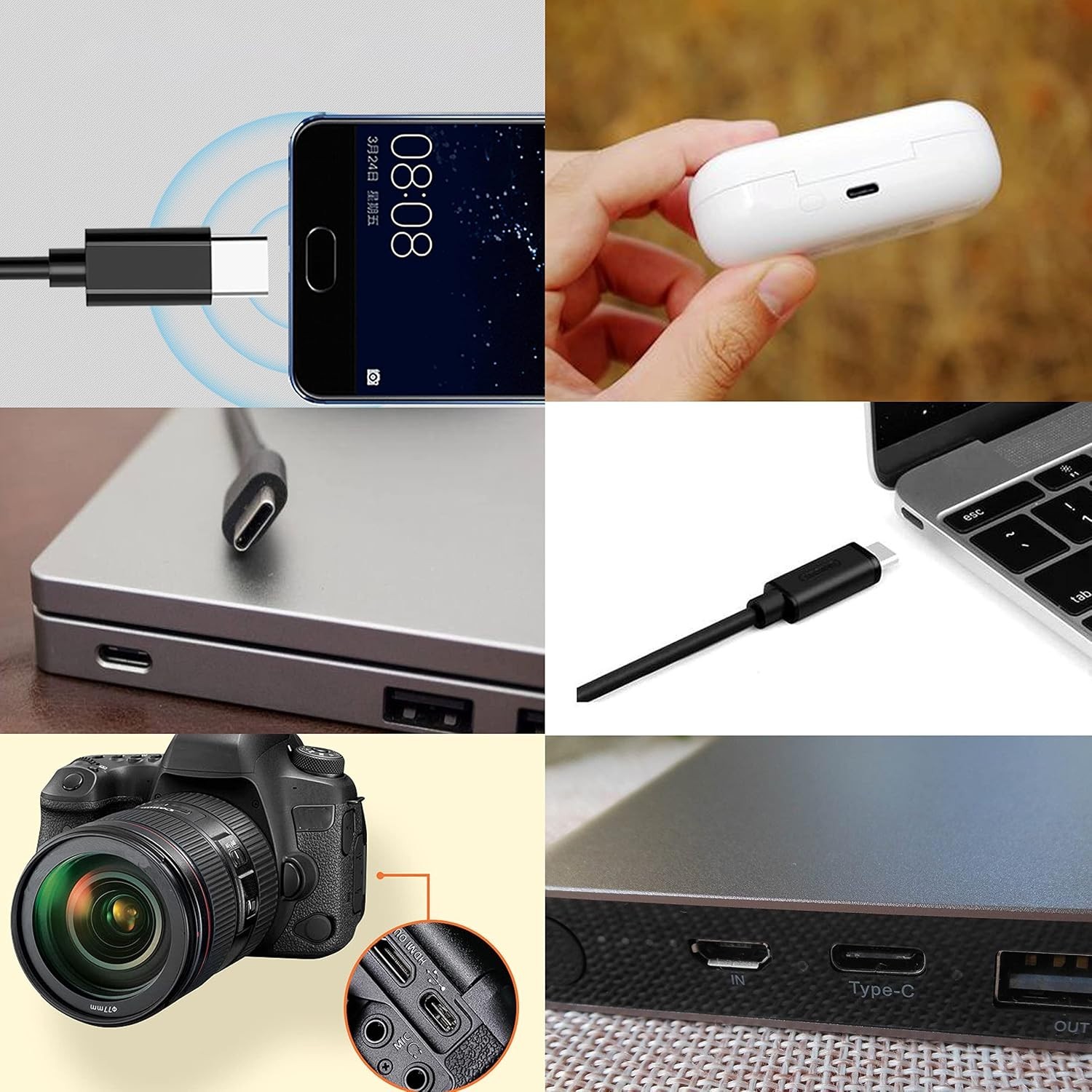 5-Pack USB Type-C Pigtail Cables – 1M/3.2FT for DIY Fast Charging Projects