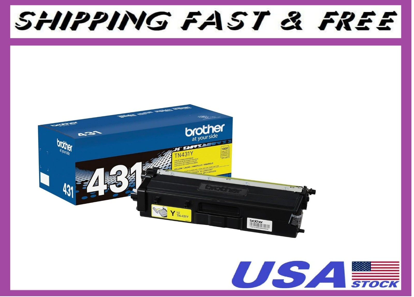 Brother Printer TN431Y Standard Yield Toner-Retail Packaging, Yellow