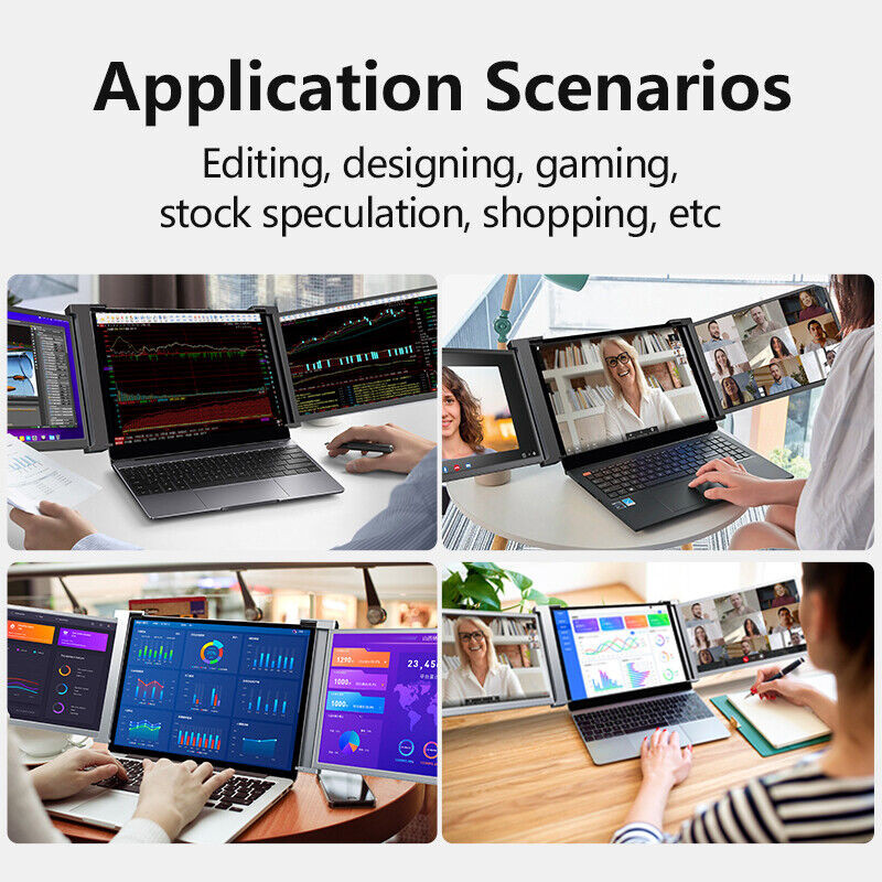 Plug And Play Portable Dual Monitor For Laptop Triple Screen Extender Monitor