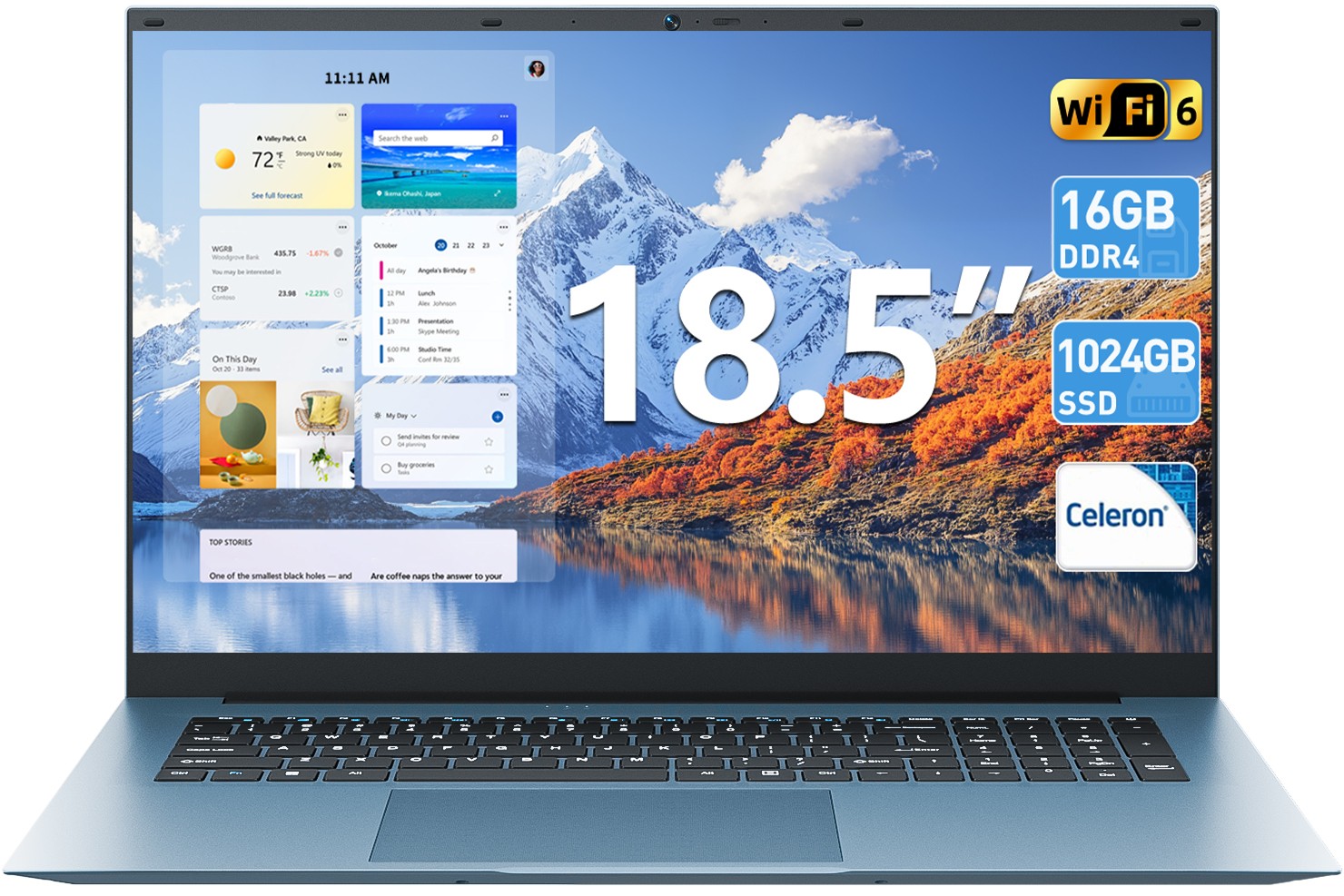 NEW SGIN 18.5″ Laptop Win11 Home Core i3 16GB RAM 1TB SSD Wi-Fi 6 RJ45 USB-C