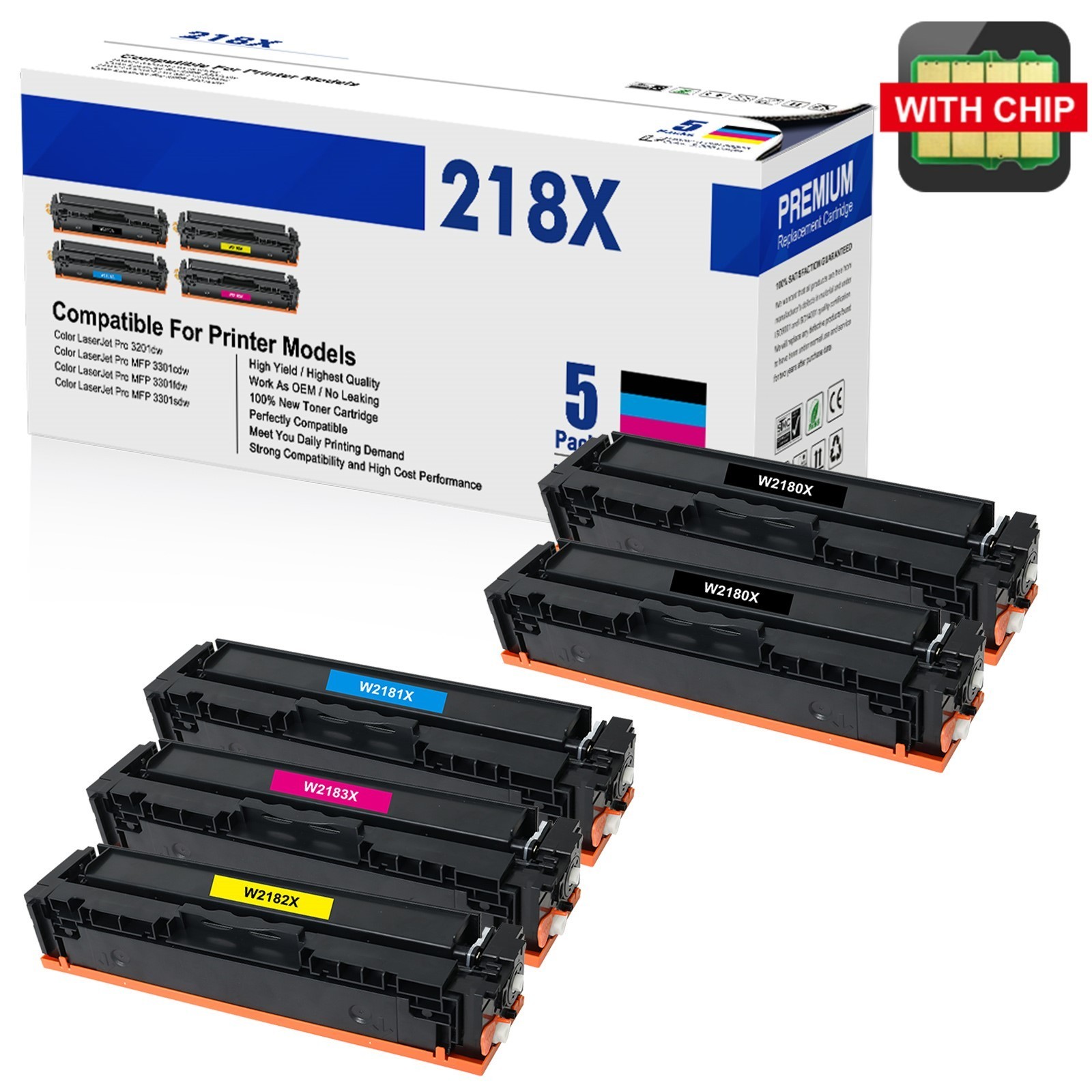 W2180X Toner For HP 218X LaserJet Pro MFP 3301cdw 3301fdw 3201dw LOT [WITH CHIP]