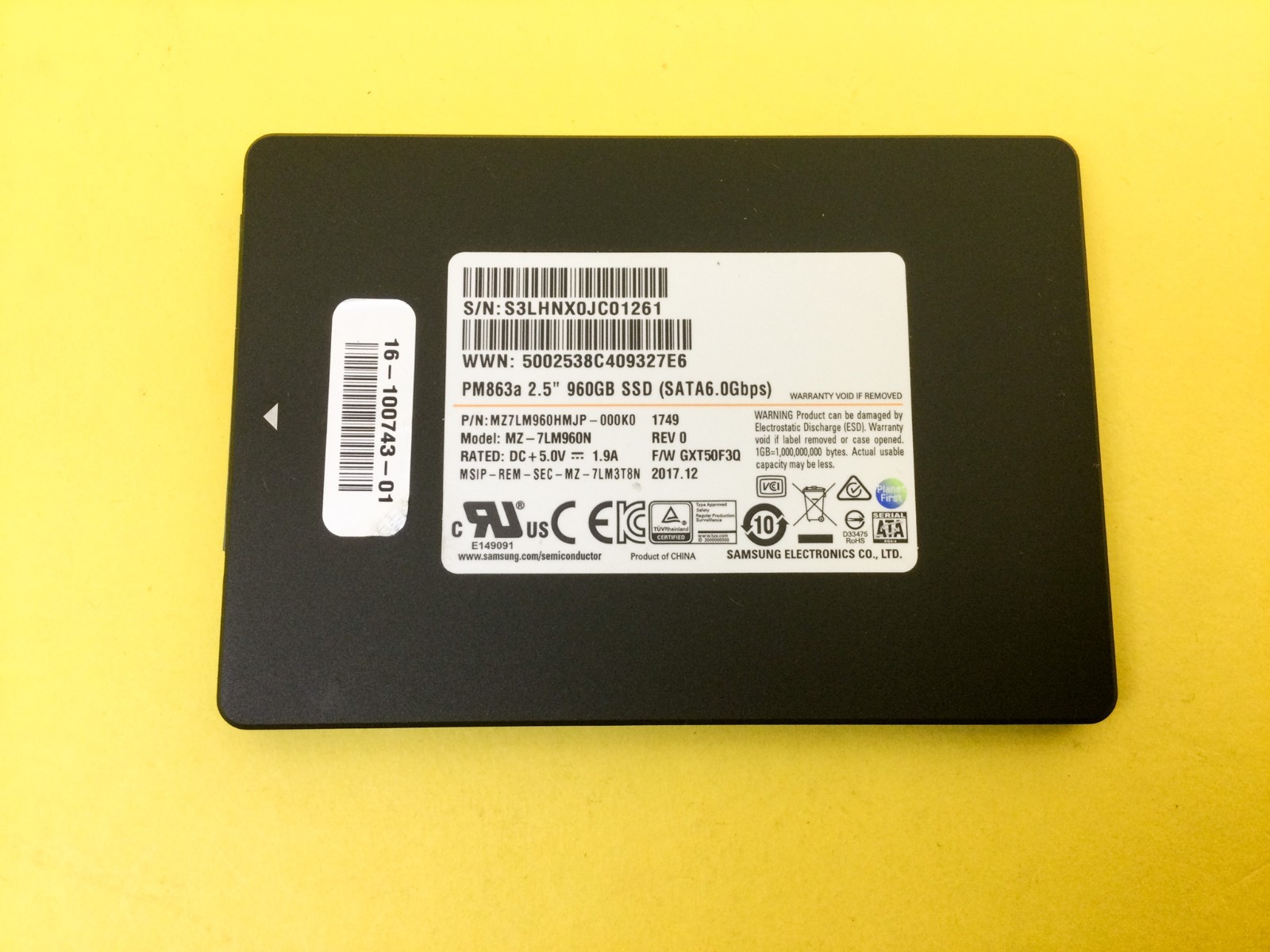 MZ-7LM960N Samsung PM863a Series 960GB SATA 6Gbps 2.5″ SSD MZ7LM960HMJP NEW