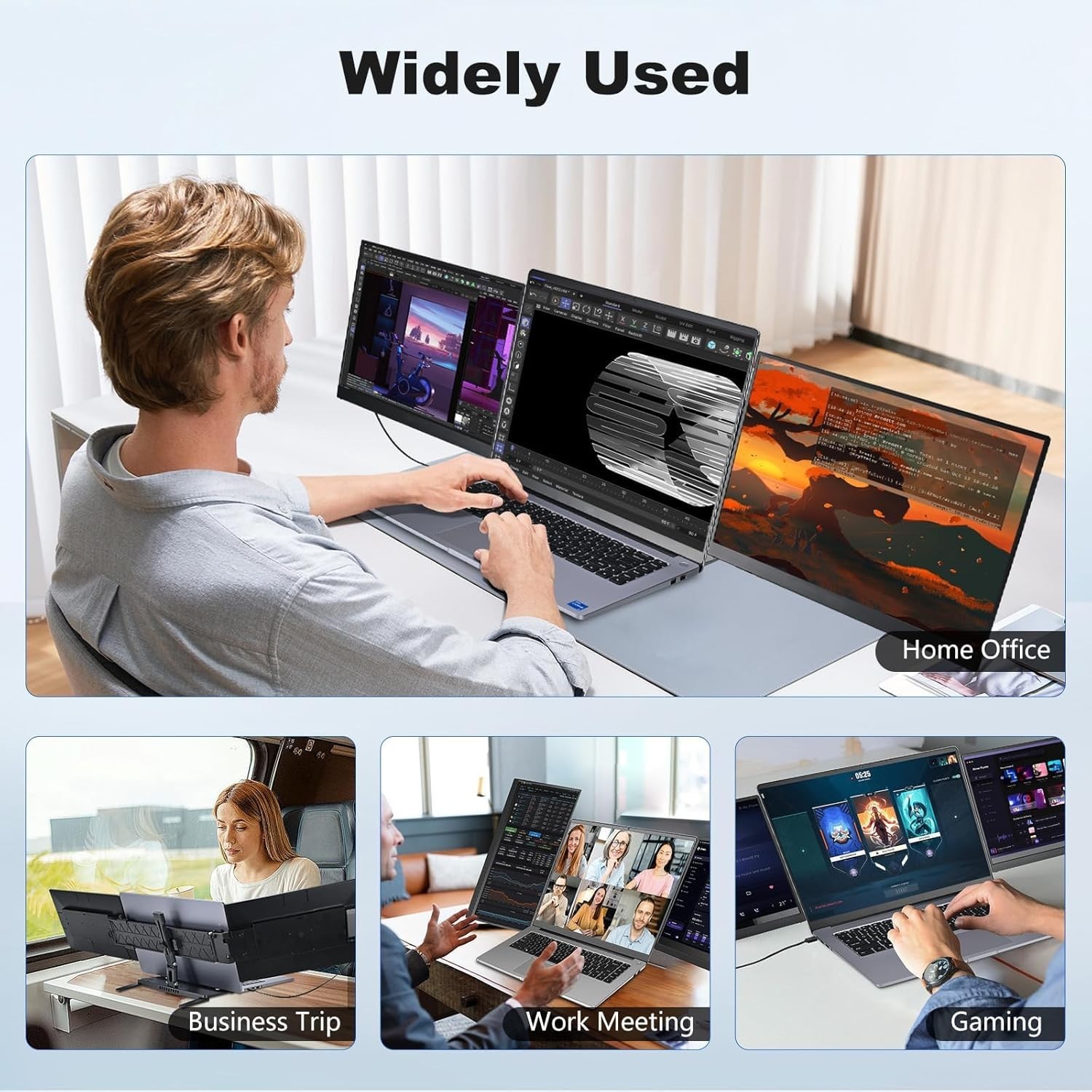 DEPGI 14″ Laptop Screen Extender, 1200P FHD Portable Triple Monitor DE141NB