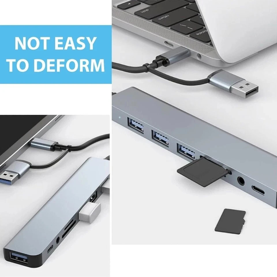 7/8 Port USB-C Hub Adapter – 5G Speed Multi Splitter for PC, Laptop & MacBook US