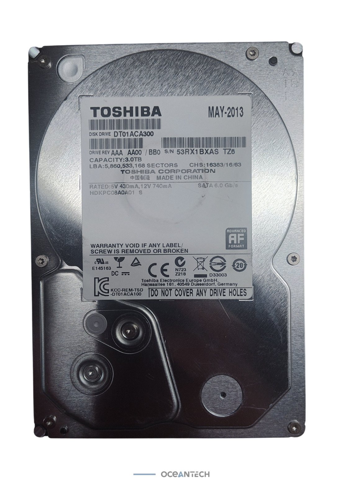 Toshiba DT01ACA300 3TB 7200 RPM SATA3/SATA 6.0 GB/s 64MB Hard Drive