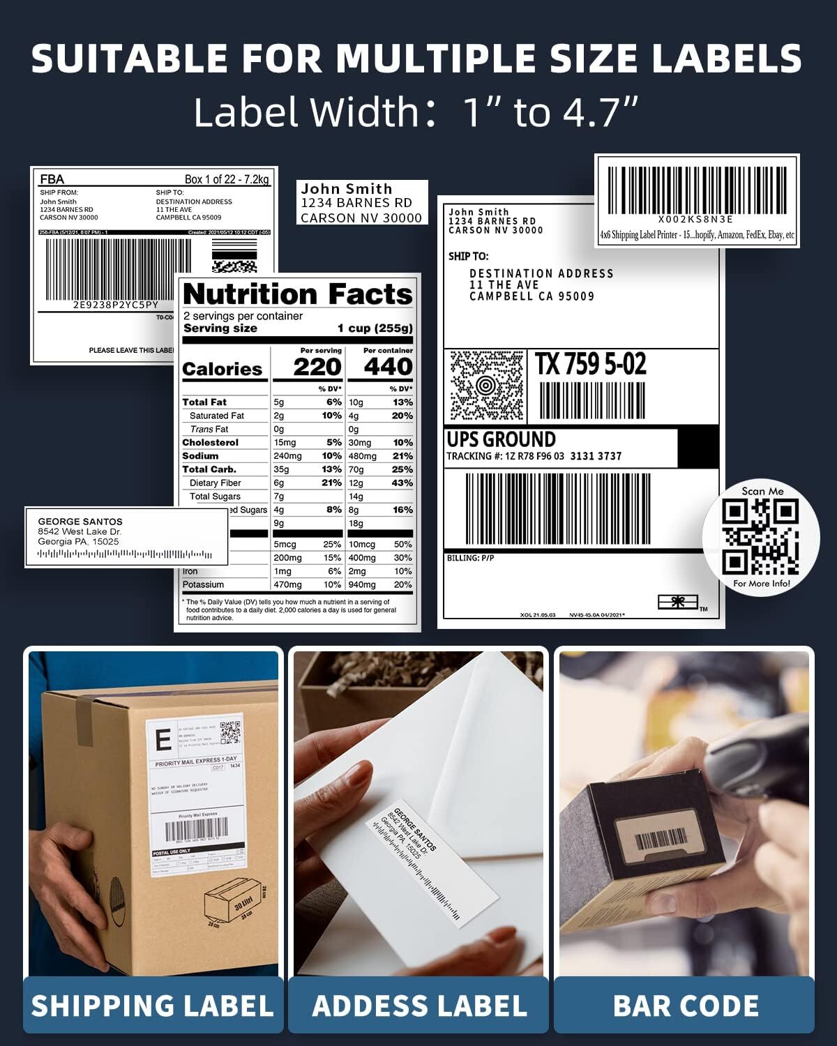 Bluetooth Thermal Shipping Label Printer Address Label Maker for Shipping Lot