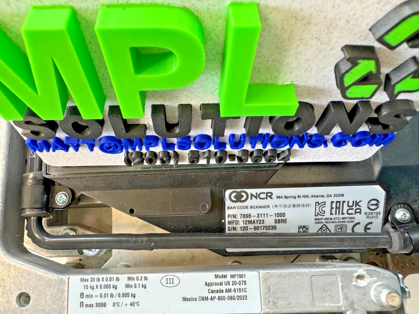 NCR / Zebra 7895 Barcode Scanner PoS Color Bi-Optic Imager Scale 7895-3111-1000