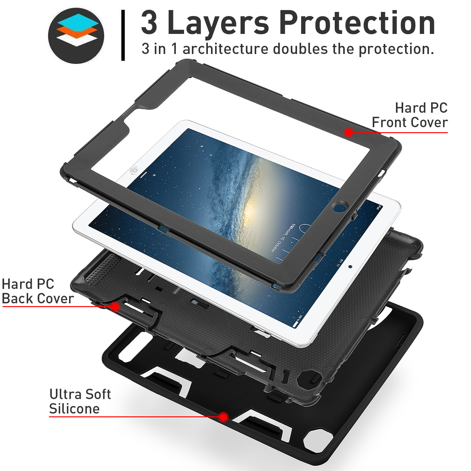 For iPad Air 2/1st Gen 9.7″ Case Hybrid Rugged Shockproof Heavy Duty Stand Cover