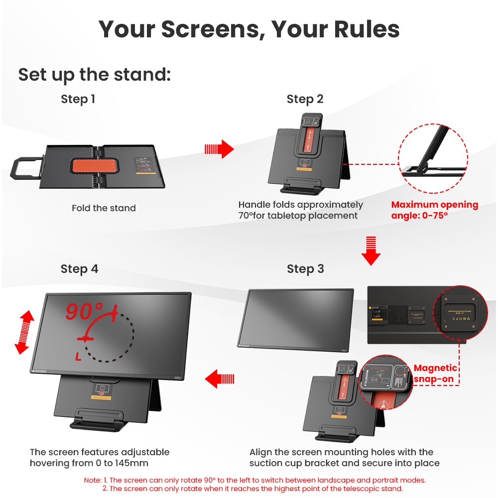 Hyangin 24″ 1080P Laptop Screen Extender Ultra Slim Portable Monitor 100Hz VESA