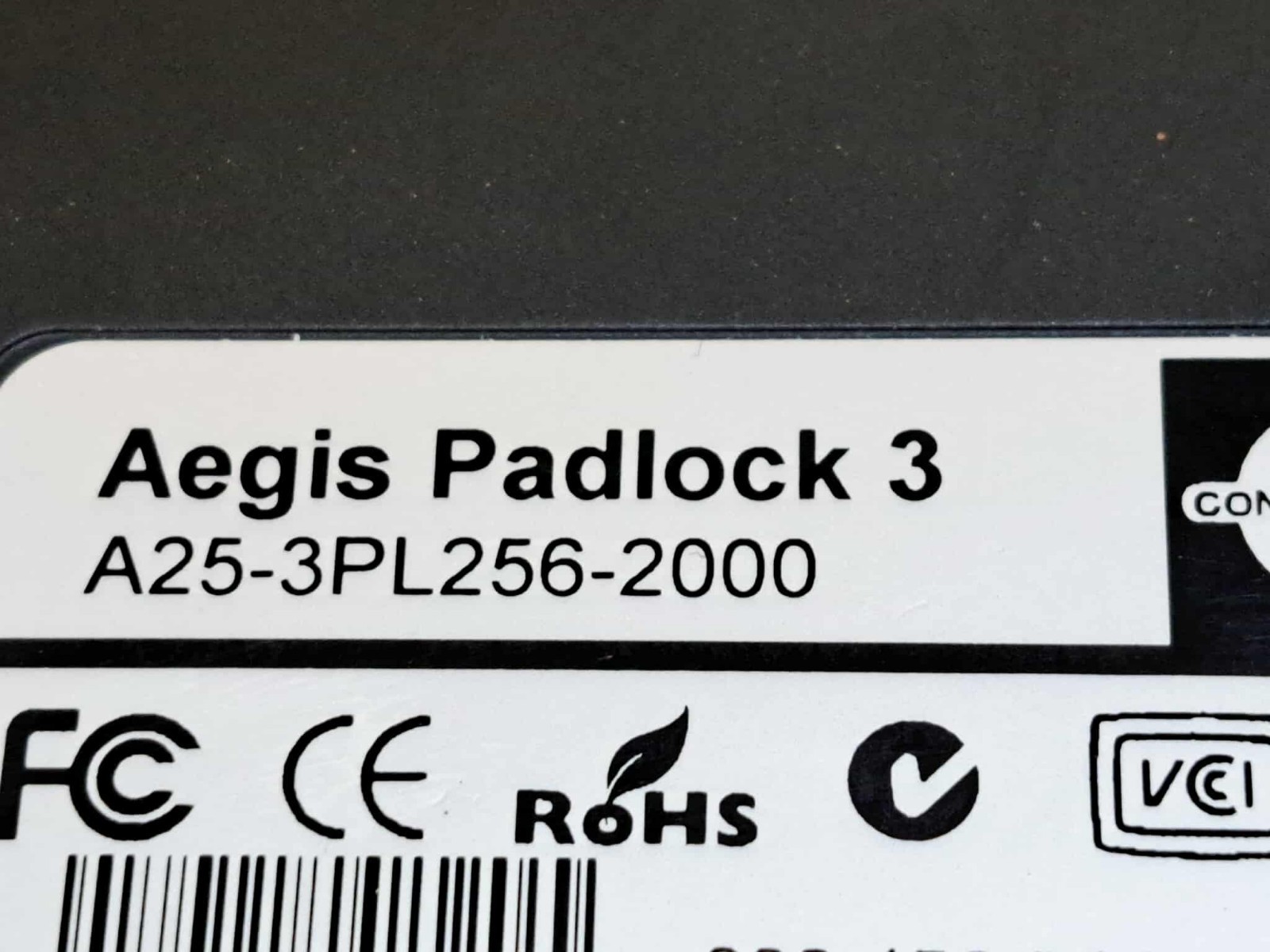 AEGIS PADLOCK 3 A25-3PL256-2000 2TB USB 3.0 ENCRYPTED PORTABLE EXTERNAL DRIVE
