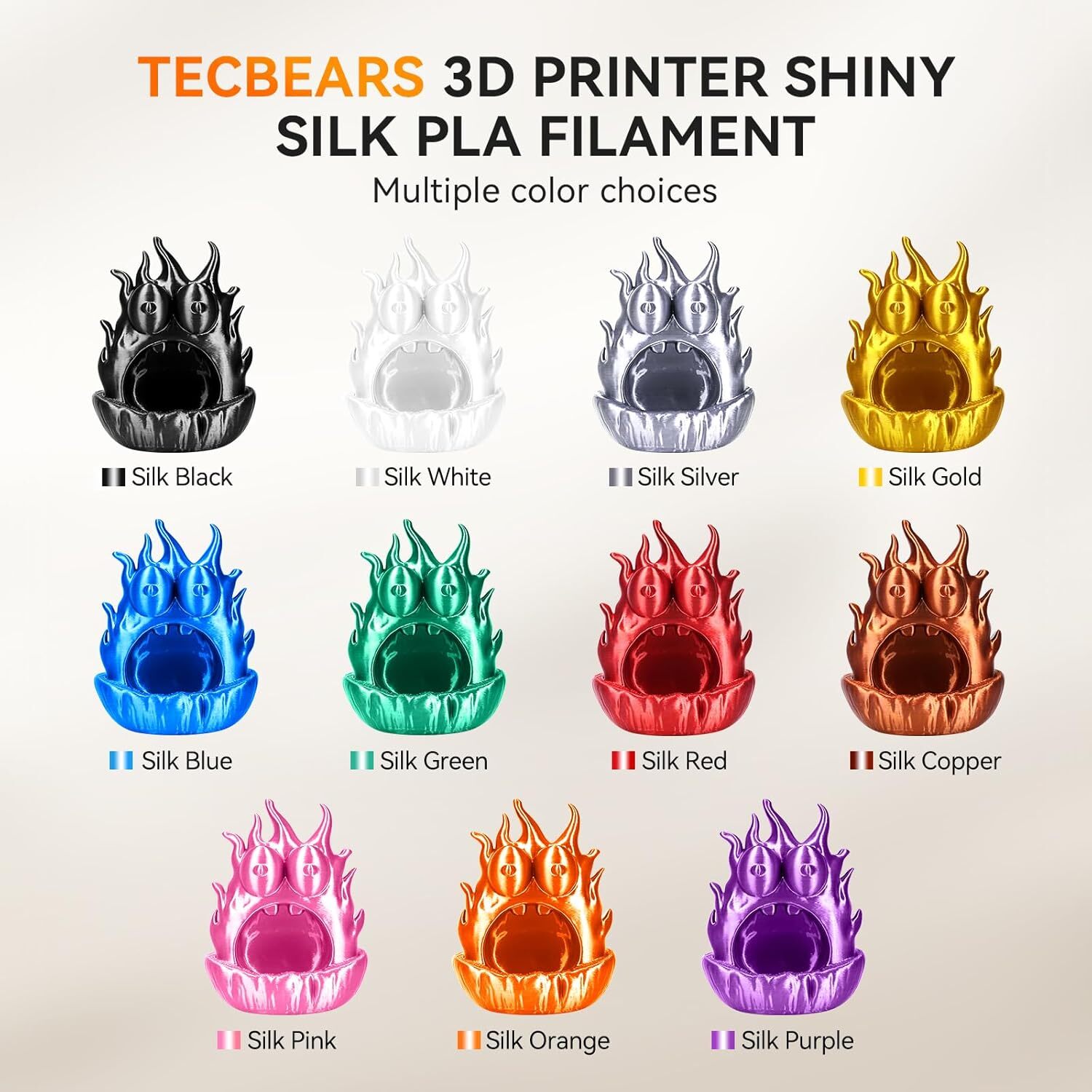 🔥【Buy 6 Get 4 Free,Add 10】TECBEARS PETG/PLA/PLA+ Matte 3D Printer Filament 1KG