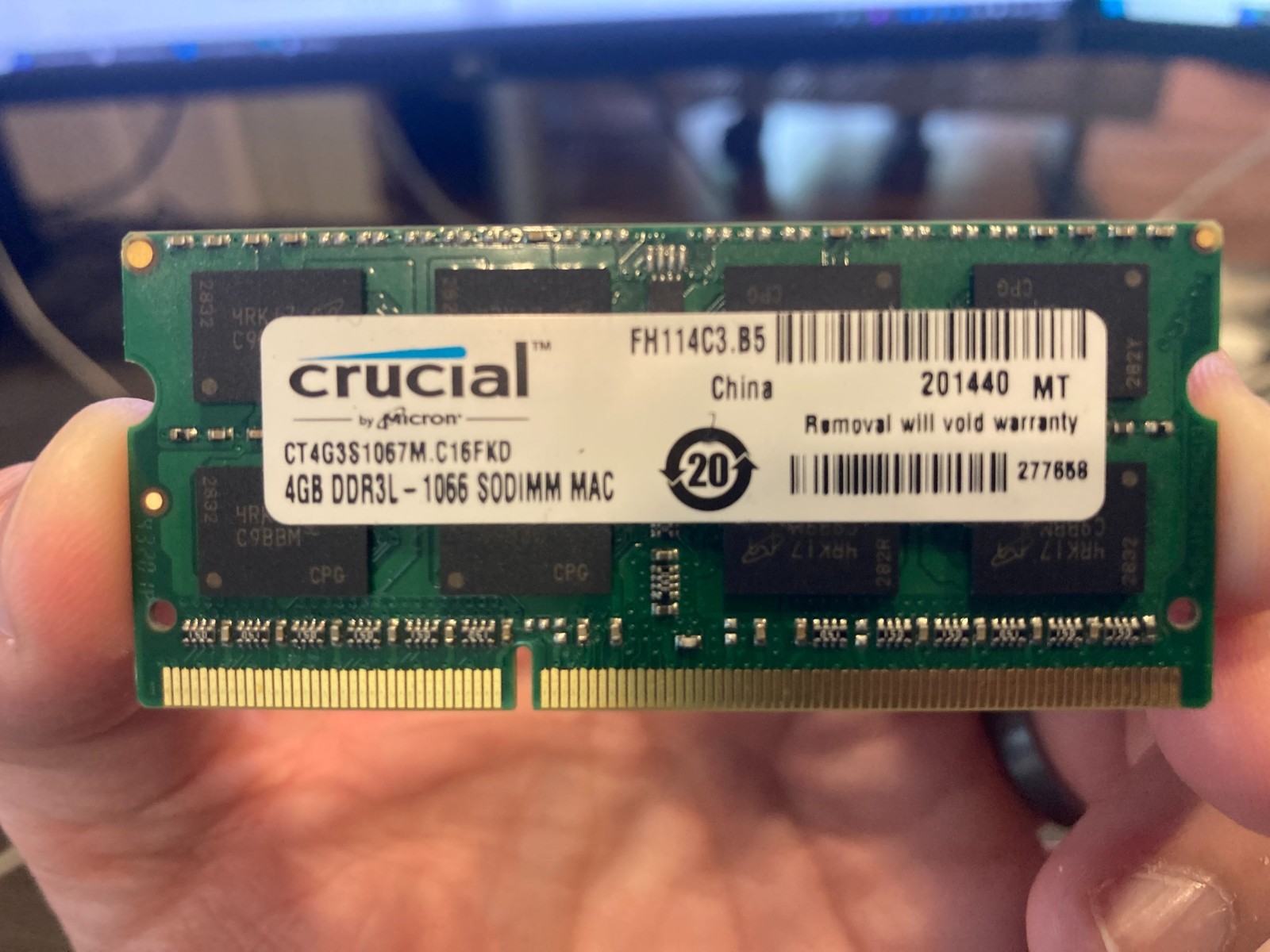 Crucial 8GB 2x 4GB DDR3L Memory RAM 1066 MHz PC3L-8500S SODIMM Laptop CT4G3S1067