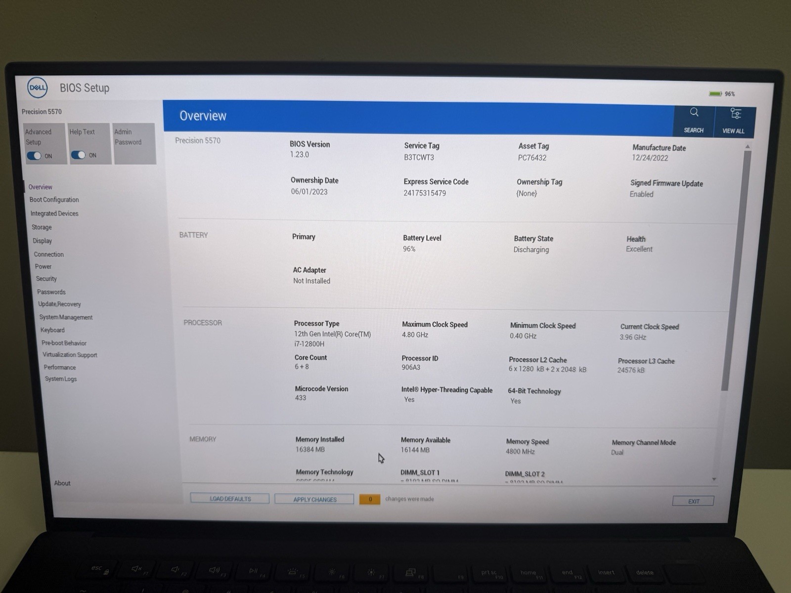 Dell Precision 5570 15.6″ Touch i7-12800H 16GB DDR5 RTX A1000 – No SSD