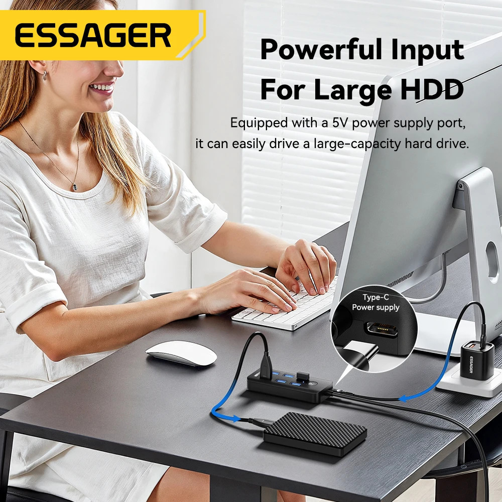 7 in 1 USB 3.0 Hub Extender 5Gbps High Speed USB Splitter Adapter for PC Laptop